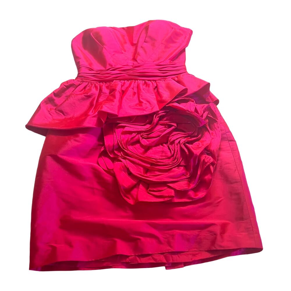 Aidan Mattox Strapless Ruffle Detail Dress Size 8 Pink